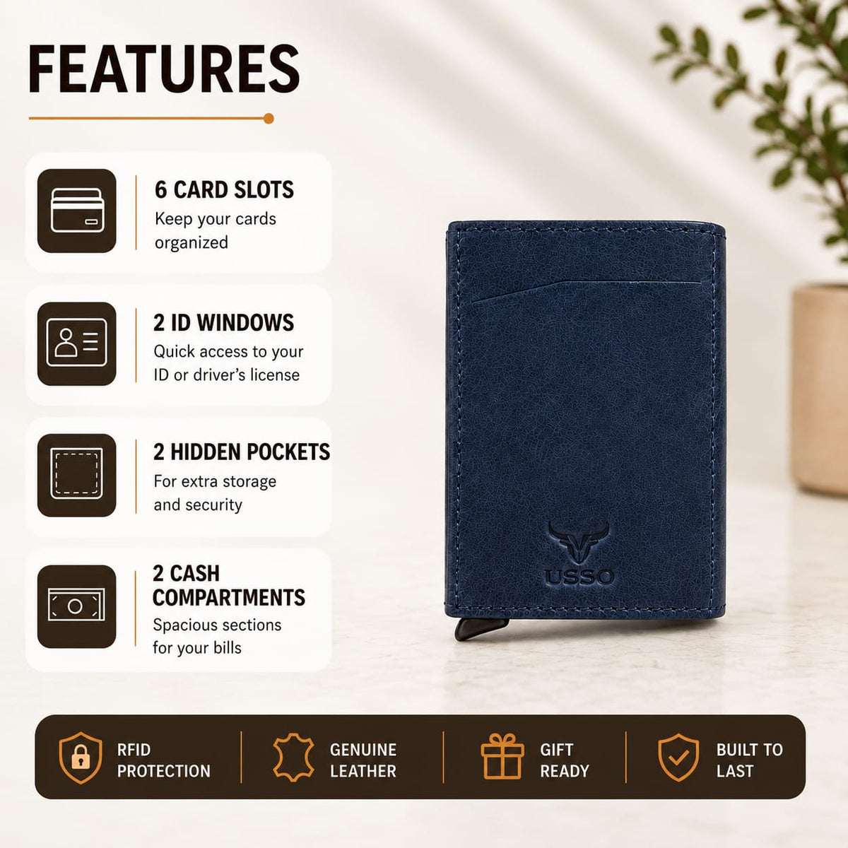 USSO Hudson RFID Leather Wallet