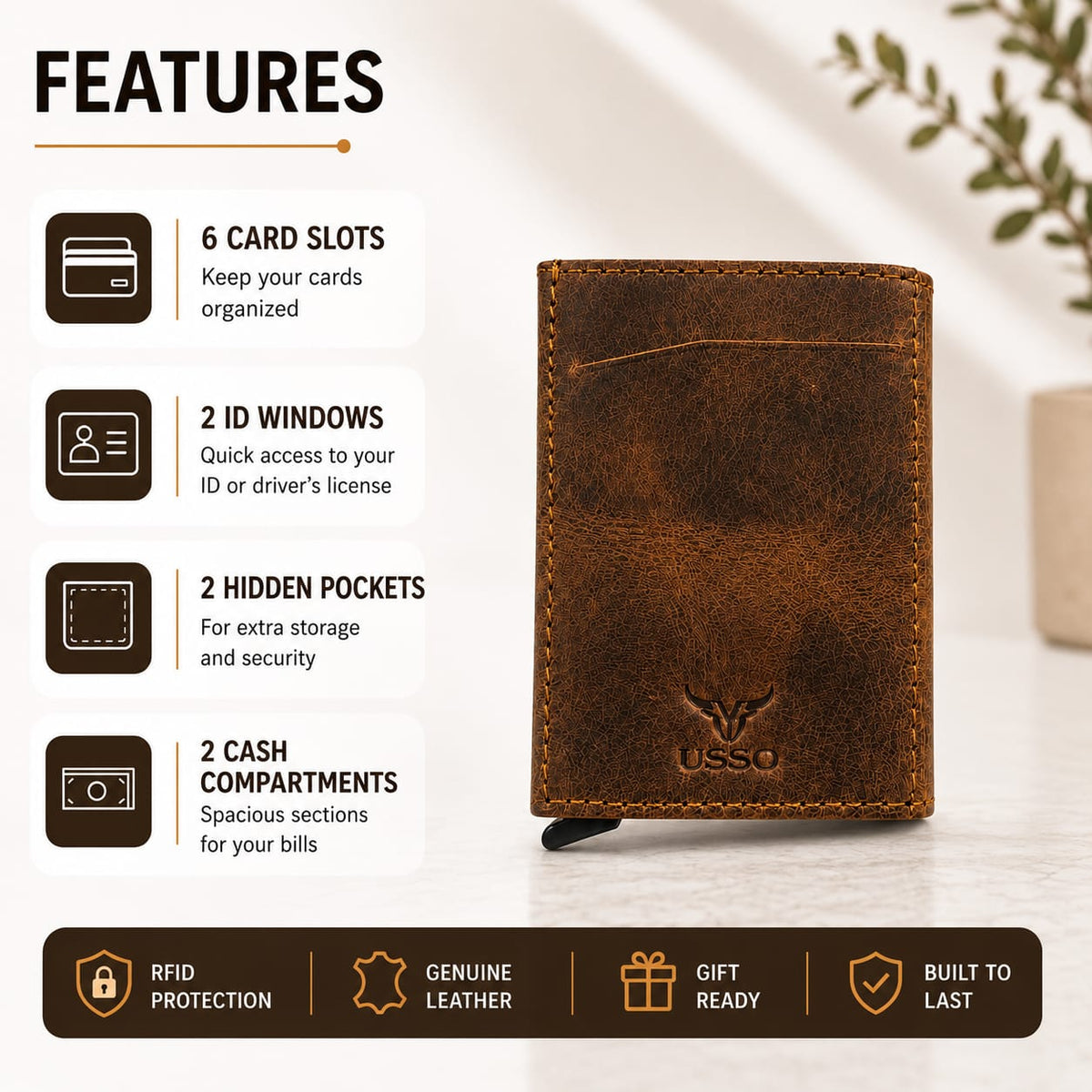 USSO Hudson RFID Leather Wallet