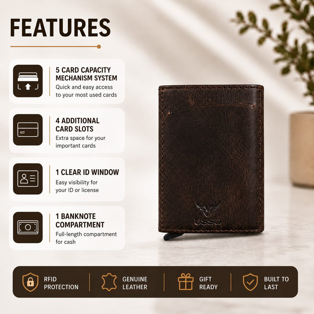 USSO Hudson RFID Leather Wallet