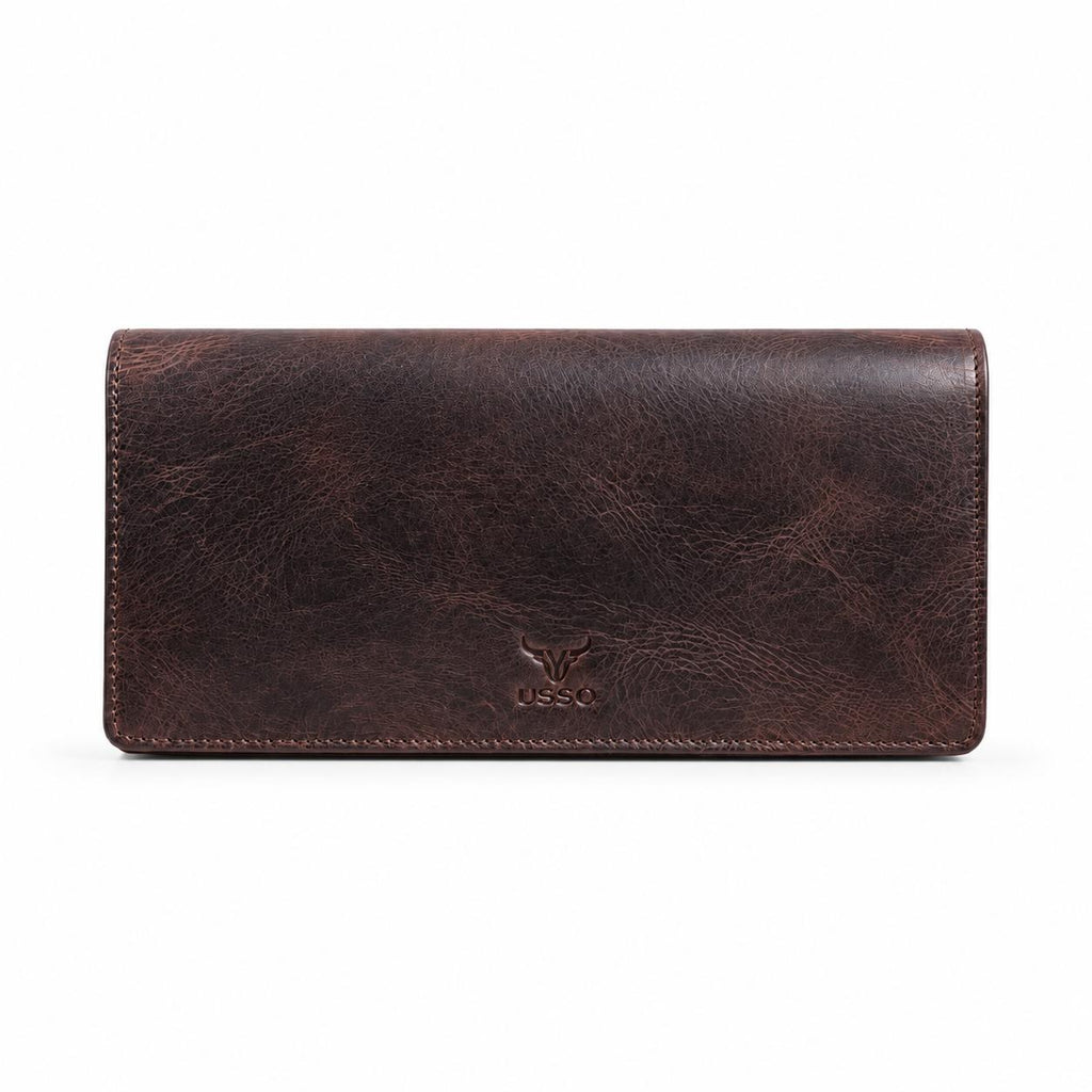 USSO Women’s Genuine Leather Long Wallet – RFID Blocking, 12 Card Slots, Phone Pocket & Magnetic Closure