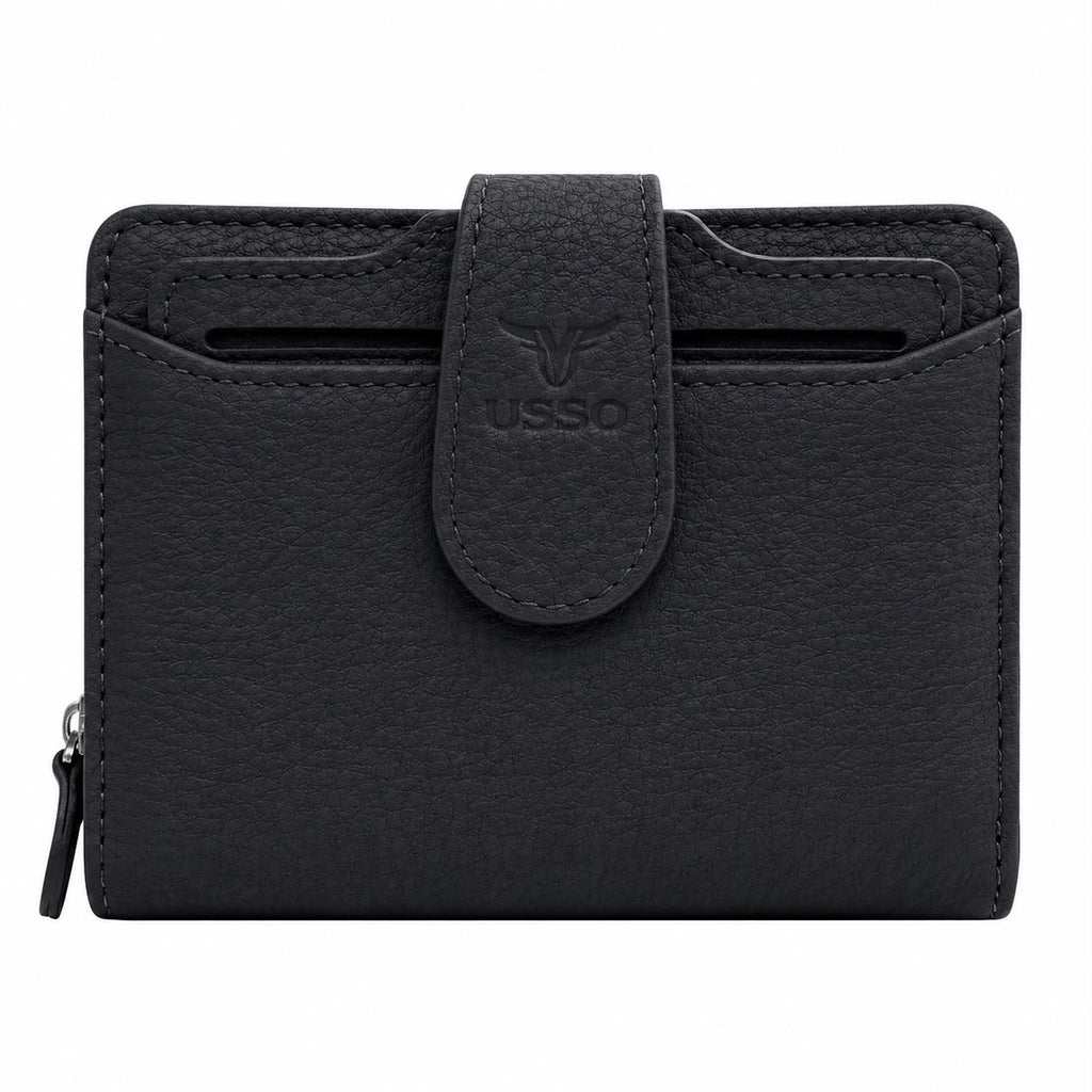 USSO Women’s Genuine Leather 2-in-1 Wallet – RFID Blocking, Detachable Card Holder & Zipper Coin Pocket