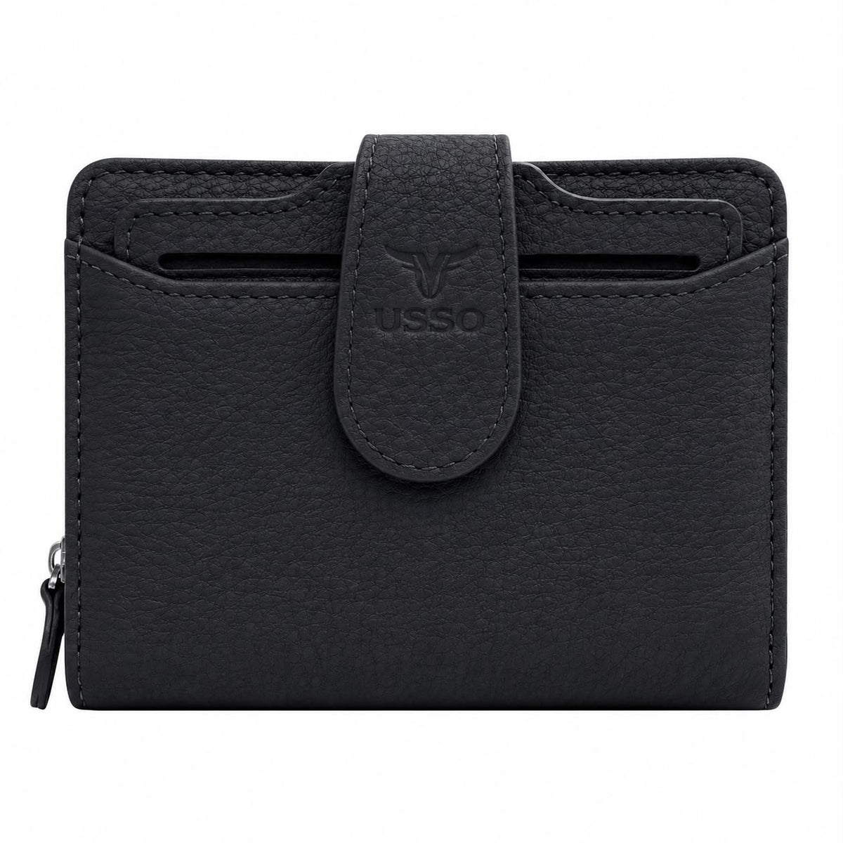 USSO Women’s Genuine Leather 2-in-1 Wallet – RFID Blocking, Detachable Card Holder & Zipper Coin Pocket