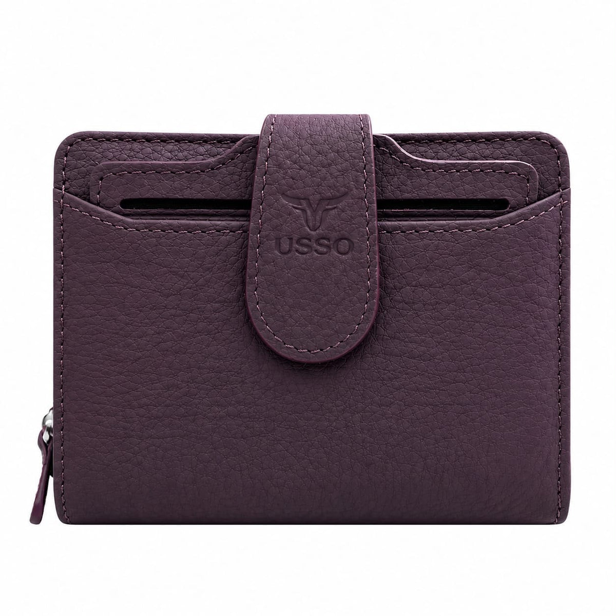 USSO Women’s Genuine Leather 2-in-1 Wallet – RFID Blocking, Detachable Card Holder & Zipper Coin Pocket