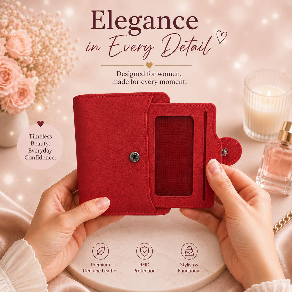USSO Women’s Genuine Leather 2-in-1 Wallet – RFID Blocking, Detachable Card Holder & Zipper Coin Pocket