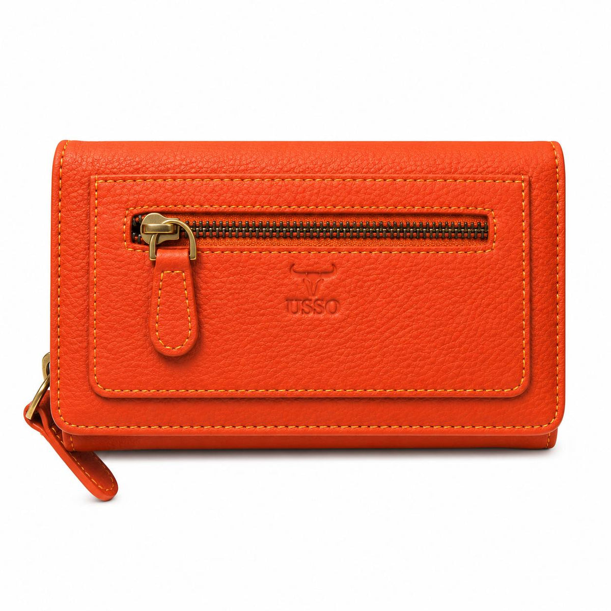 USSO Women’s Full-Grain Genuine Leather Wallet – RFID Blocking, 9 Card Slots, Zipper Pockets & ID Window