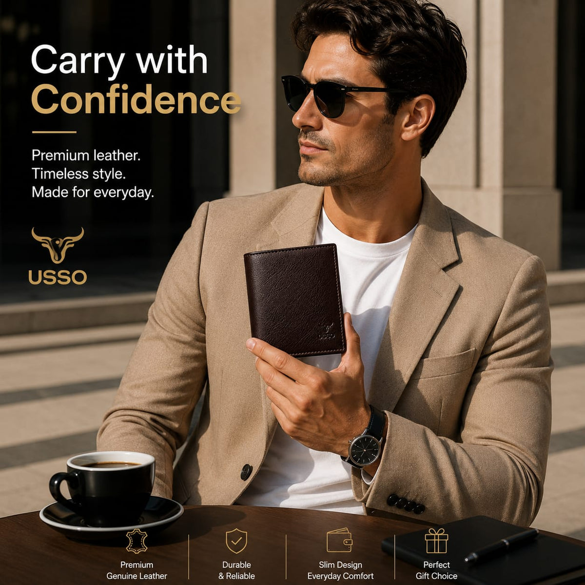 USSO Berlin Genuine Napa Leather Wallet for Men – Premium Minimalist Design