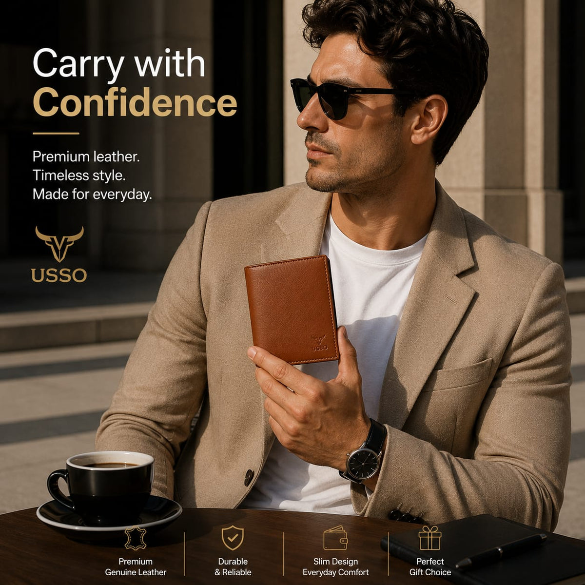 USSO Berlin Genuine Napa Leather Wallet for Men – Premium Minimalist Design