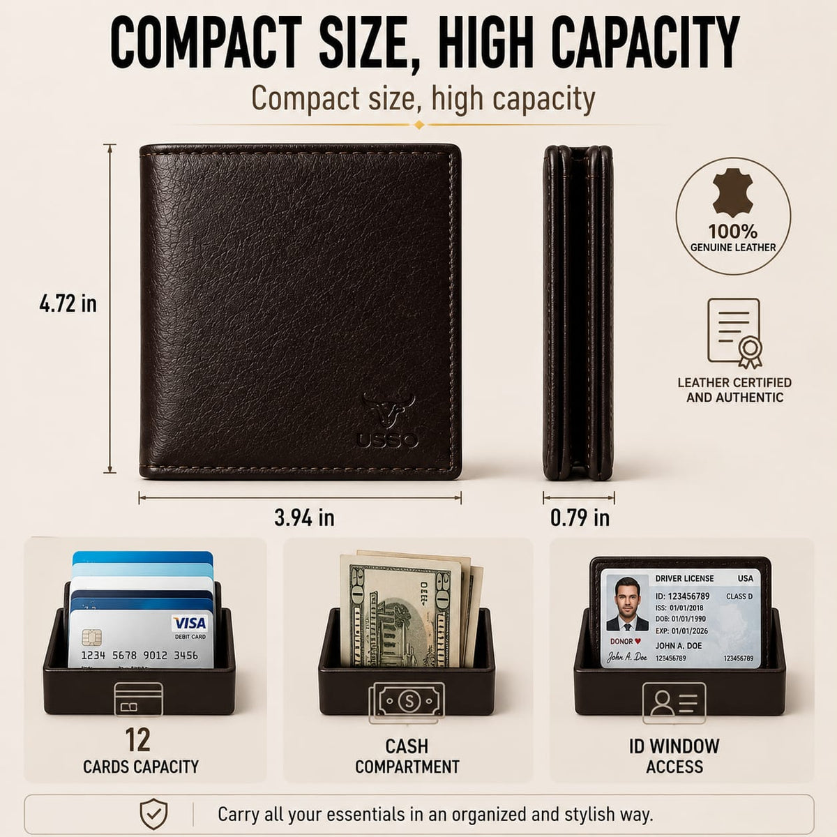 USSO Berlin Genuine Napa Leather Wallet for Men – Premium Minimalist Design