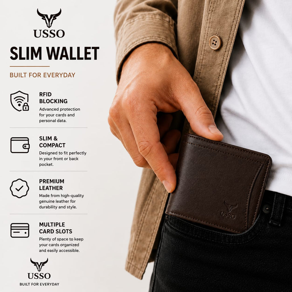 USSO Zurich RFID Blocking Bifold Genuine Leather Wallet