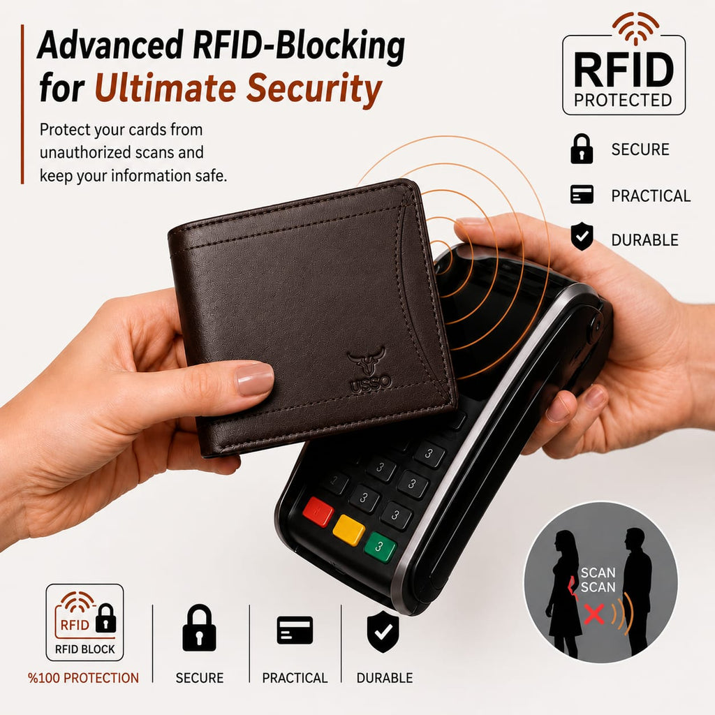 USSO Zurich RFID Blocking Bifold Genuine Leather Wallet