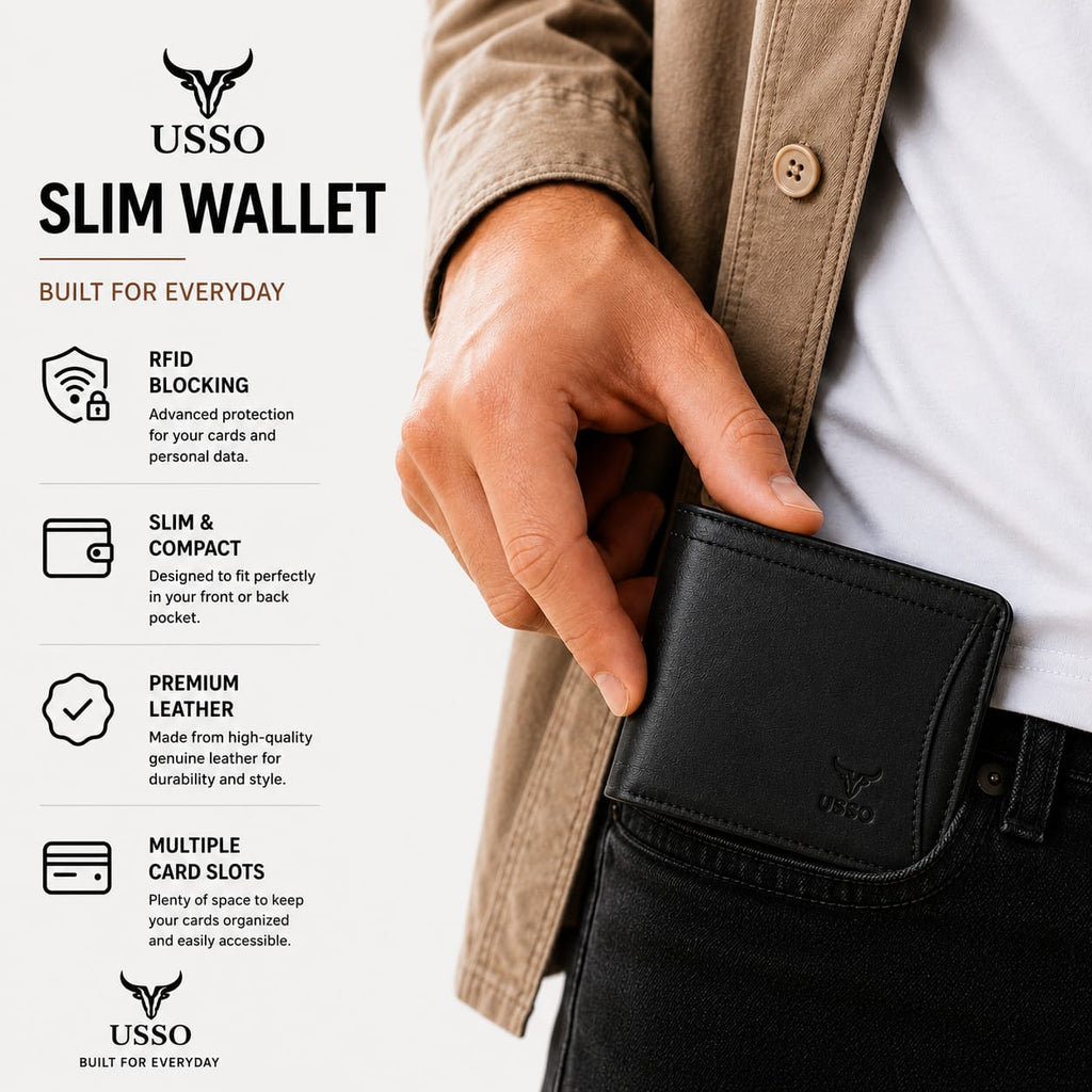 USSO Zurich RFID Blocking Bifold Genuine Leather Wallet