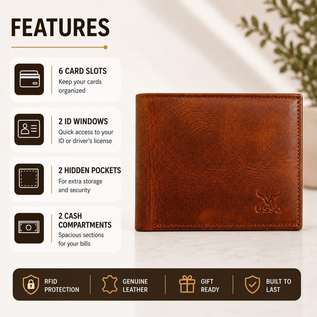 USSO Roma Genuine Tiguan Leather Wallet for Men – Vintage Premium Design