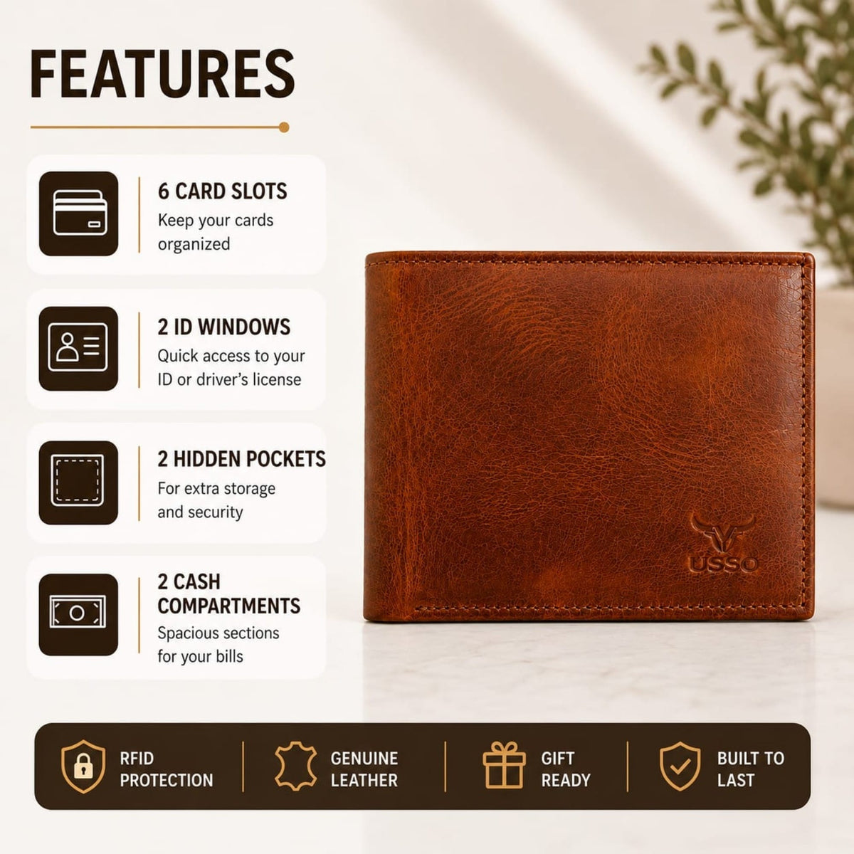 USSO Roma Genuine Tiguan Leather Wallet for Men – Vintage Premium Design