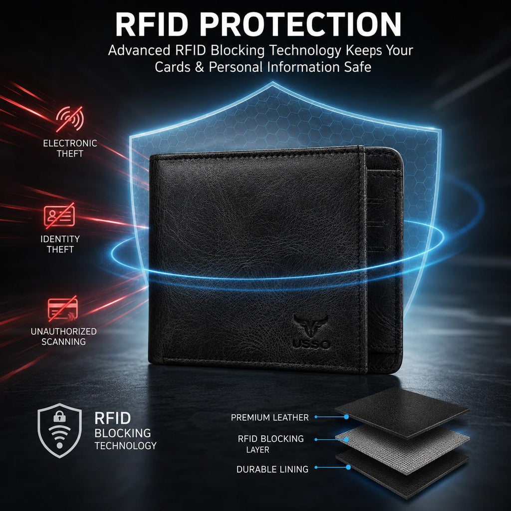 USSO Montana Genuine Leather Wallet for Men – Premium Wallet with Removable Card Holder
