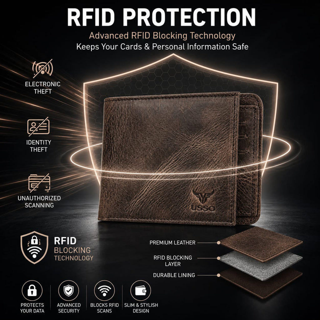 USSO Montana Genuine Leather Wallet for Men – Premium Wallet with Removable Card Holder