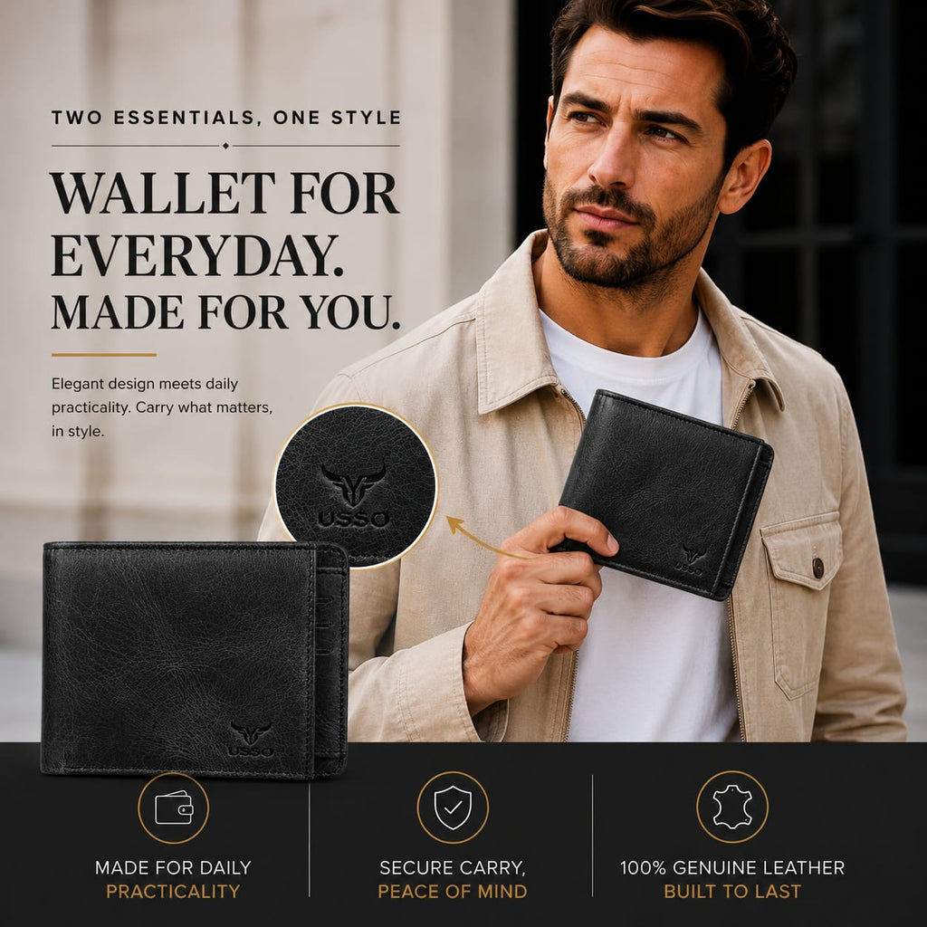 USSO Montana Genuine Leather Wallet for Men – Premium Wallet with Removable Card Holder