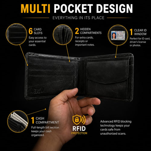 USSO Montana Genuine Leather Wallet for Men – Premium Wallet with Removable Card Holder